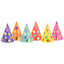 Set of 6 Colorful Party Hats with Gold Polka Dots CPP25
