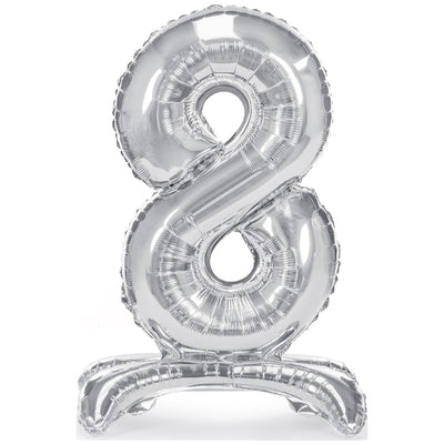 Foil Balloon Number 8 Air-Inflated Silver 70cm