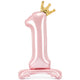 Balon Folie Cifra 1 Coronita (umflare aer) Roz 84cm