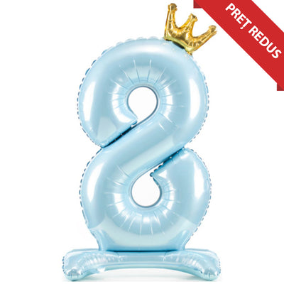 Foil Balloon Number 8 Crown (air inflation) Blue 84cm