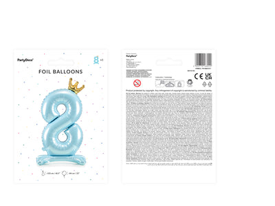 Foil Balloon Number 8 Crown (air inflation) Blue 84cm