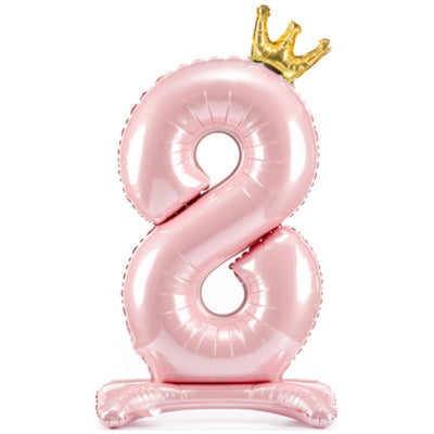 Foil Balloon Number 8 Crown (air-fill) Pink 84cm