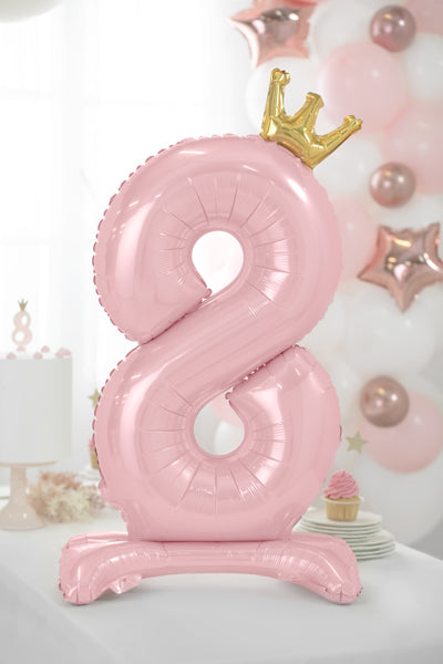 Foil Balloon Number 8 Crown (air-fill) Pink 84cm