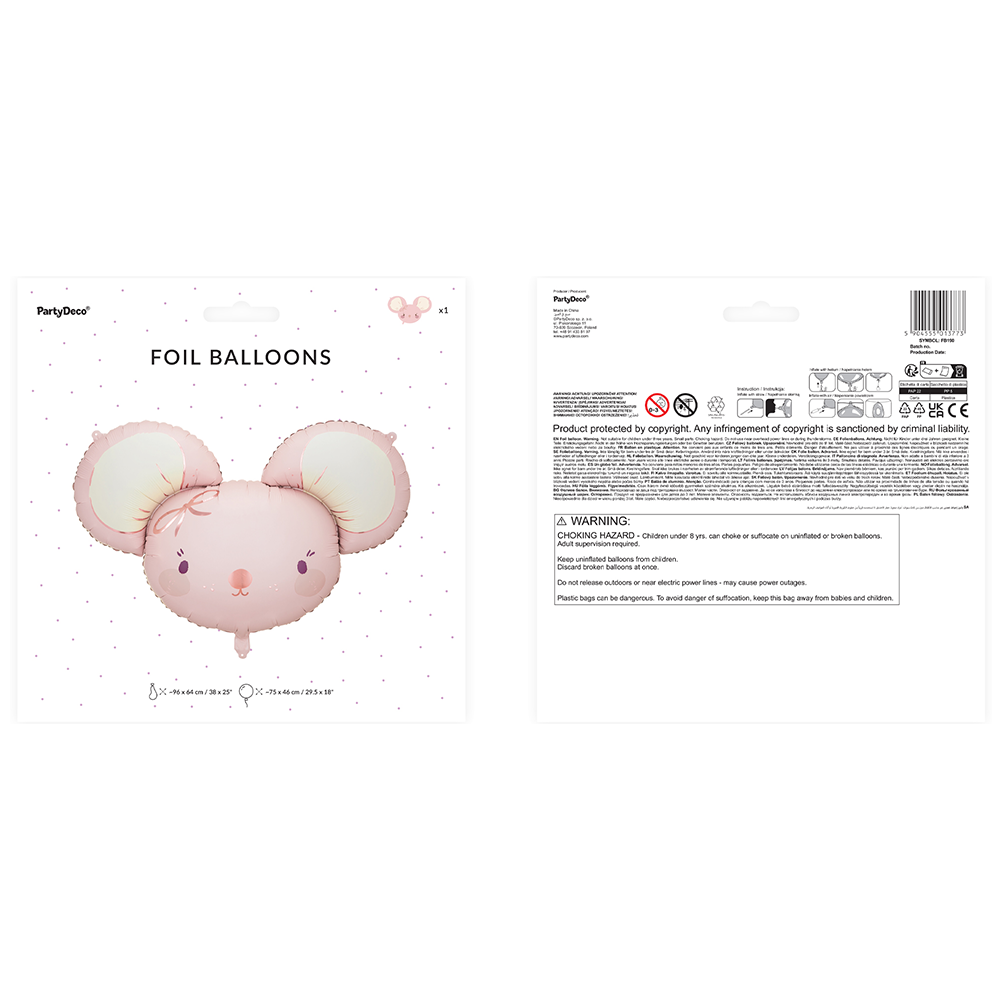 Foil Balloon Figure Mouse Head 96x64cm