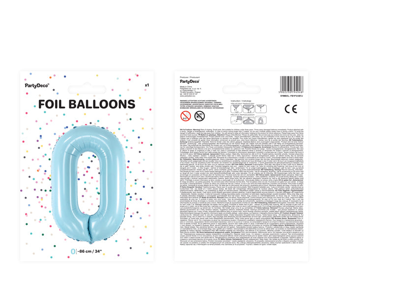 Foil Balloon Number 0 Blue 86cm