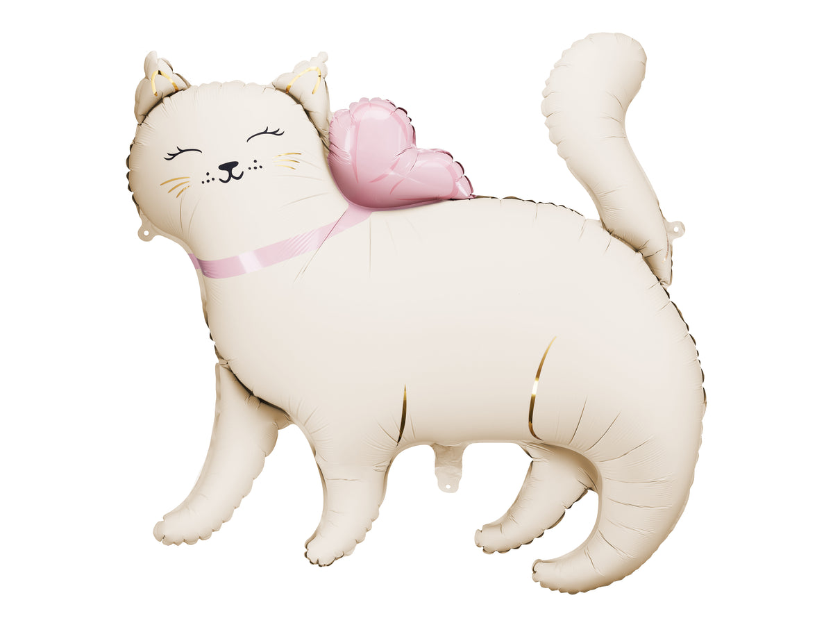 White Cat Figurine Foil Balloon 83x77cm