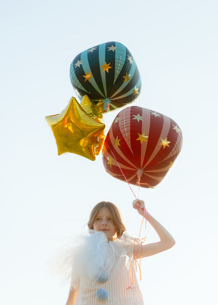 Balon folie tip minge Rosu cu stelute aurii 75cm