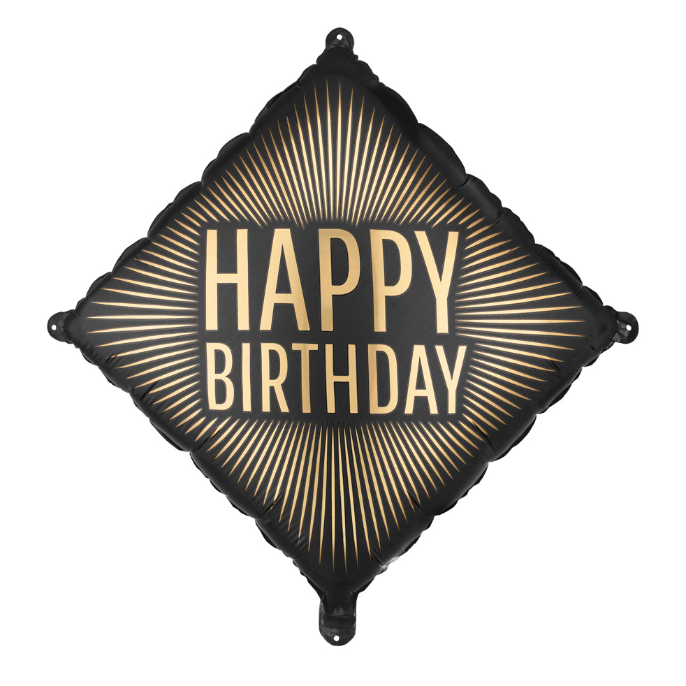 Balon Folie Romb Happy Birthday Auriu 46cm