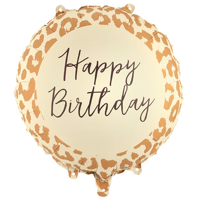 Balon Folie Happy Birthday Print Leopard 35cm
