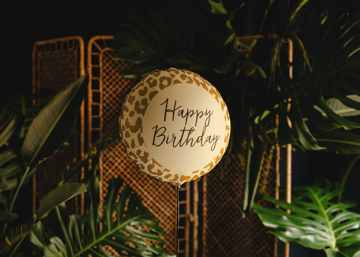 Balon Folie Happy Birthday Print Leopard 35cm