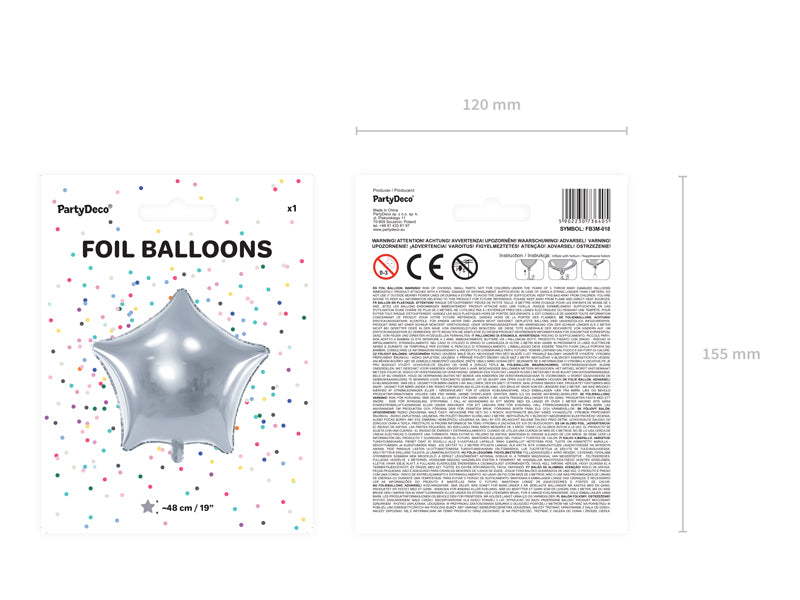 Foil Balloon Star Silver 45cm PDC1057
