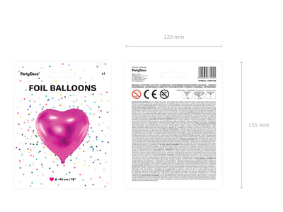 Fuchsia Heart Foil Balloon 45cm PDC1047