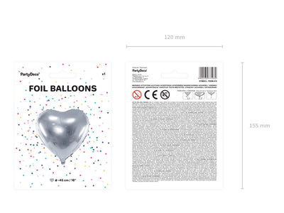 Balon folie Inima Argintie 45cm