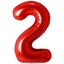 Foil Balloon Number 2 Red 87cm
