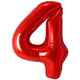 Red Number 4 Foil Balloon 87cm
