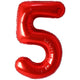 Foil Balloon Number 5 Red 87cm