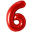 Red Foil Balloon Number 6, 87cm