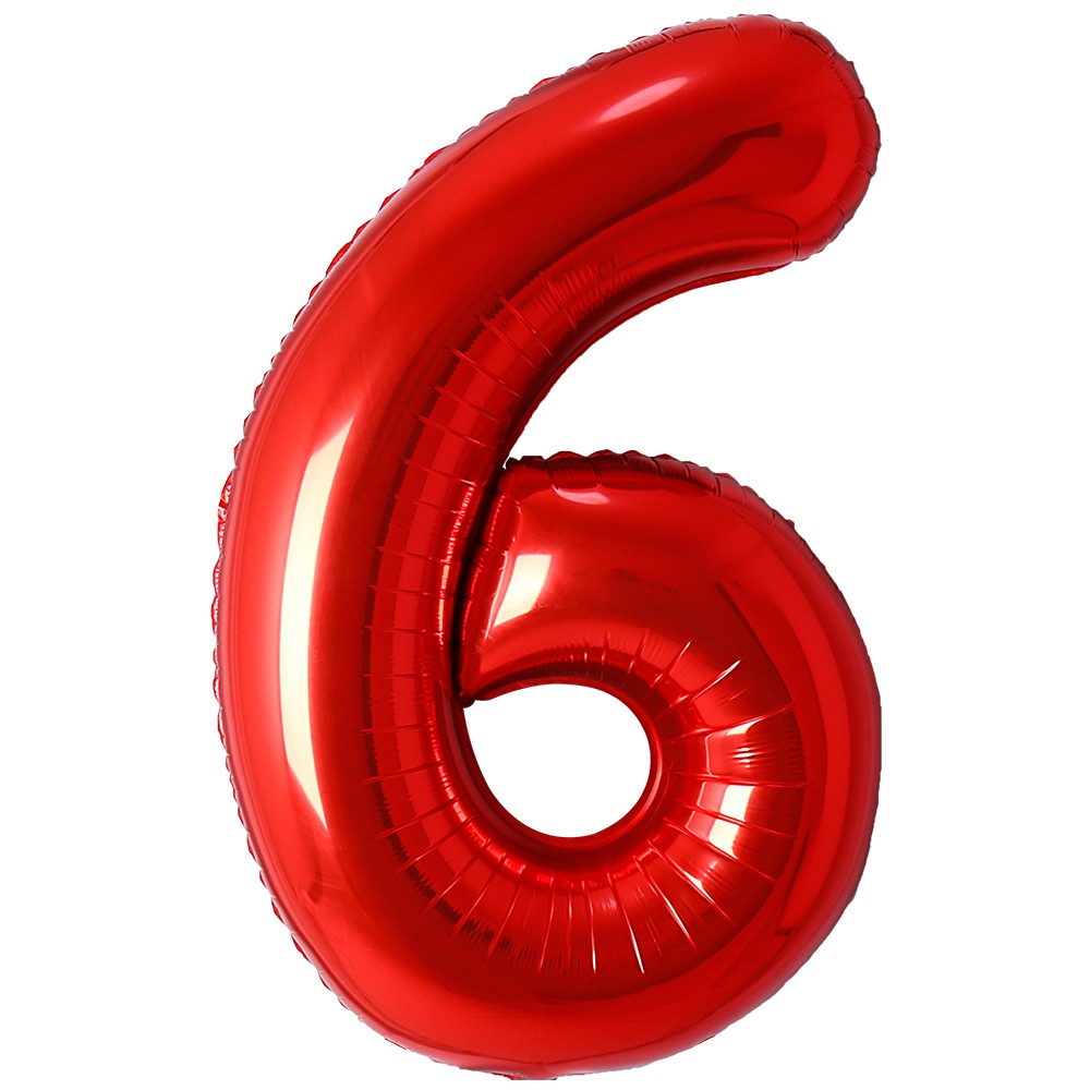 Red Foil Balloon Number 6, 87cm