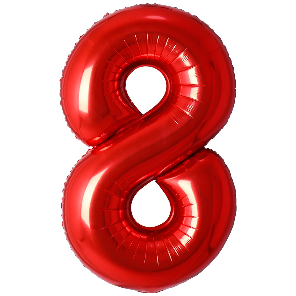 Red Number 8 Foil Balloon 87cm