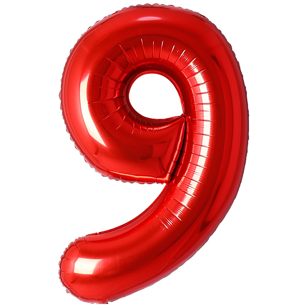 Foil Balloon Number 9 Red 87cm