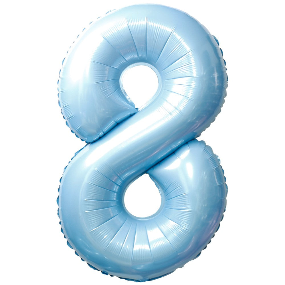 Foil Balloon Number 8 Baby Blue 87cm