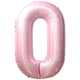 Foil Balloon Number 0 Baby Pink 87cm