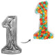 Balon Folie DIY Cifra 1 Argintiu 165cm