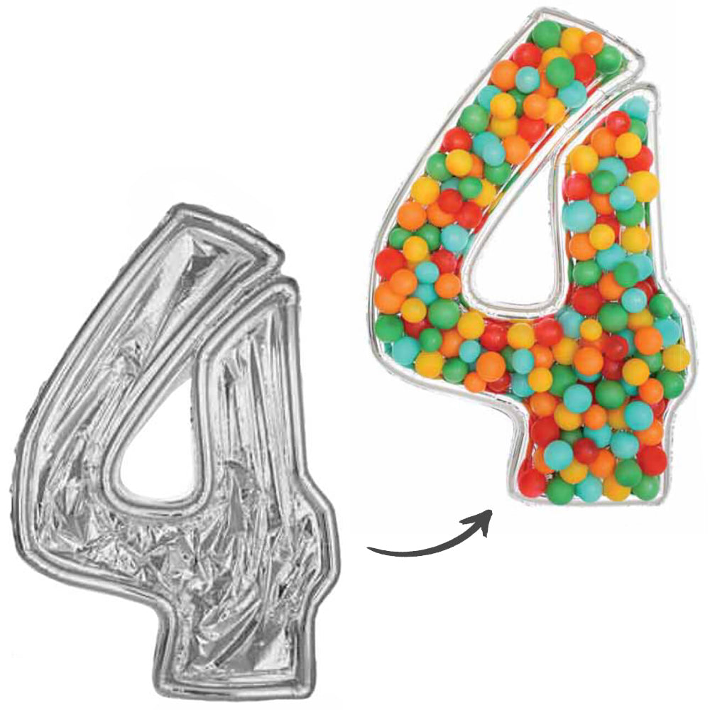 Balon Folie DIY Cifra 4 Argintiu 165cm