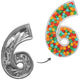 Balon Folie DIY Cifra 6 Argintiu 165cm