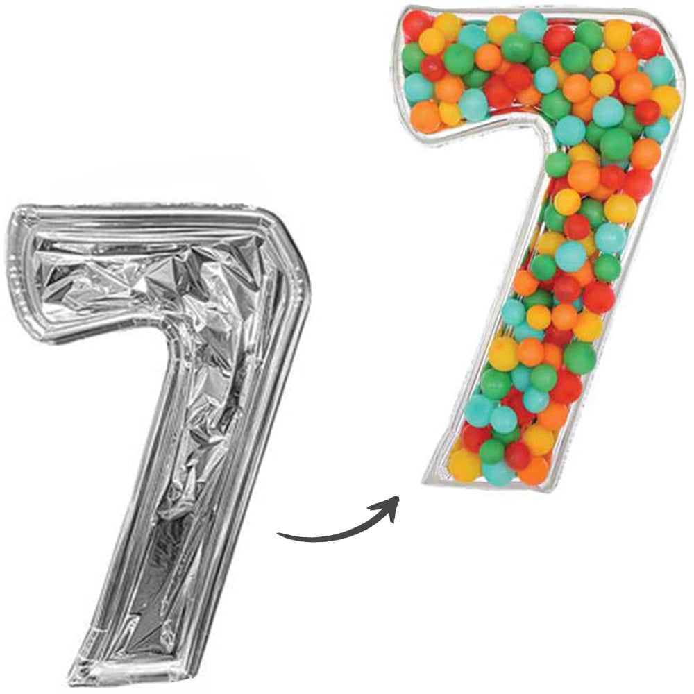 Balon Folie DIY Cifra 7 Argintiu 165cm