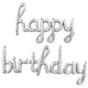 Balon Folie Scris Cursiv Happy Birthday Argintiu