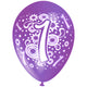 30cm Multicolor Latex Balloons printed with NUMBER 1 G110ASSNR1