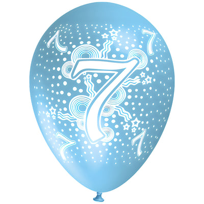 Balloons Latex 30cm Multicolored printed with NUMBER 7 G110ASSNR7