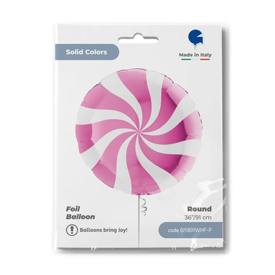 Fuchsia White Lollipop Round Foil Balloon 91cm Grabo