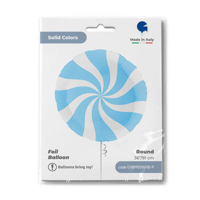 Round Lollipop Foil Balloon White-Blue 91 cm Grabo