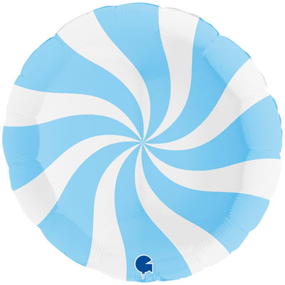 Round Lollipop Foil Balloon White-Blue 91 cm Grabo