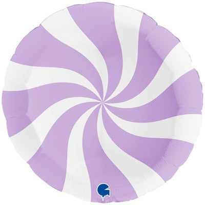 Foil Balloon Round White-Lavender Lollipop 91 cm Grabo