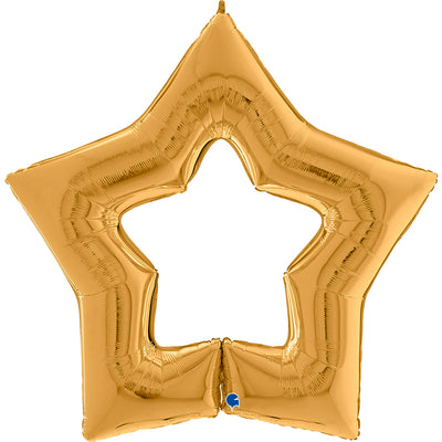 Balon Folie Stea cu centrul gol Auriu 122 cm Grabo