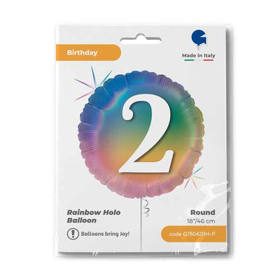 Balon Folie Rotund CIFRA 9 Rainbow 46 cm Grabo
