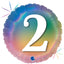 Balon Folie Rotund CIFRA 2 Rainbow 46 cm Grabo