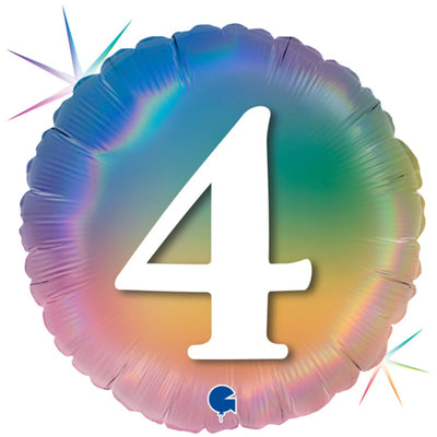 Balon Folie Rotund CIFRA 4 Rainbow 46 cm Grabo