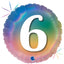 Balon Folie Rotund CIFRA 6 Rainbow 46 cm Grabo