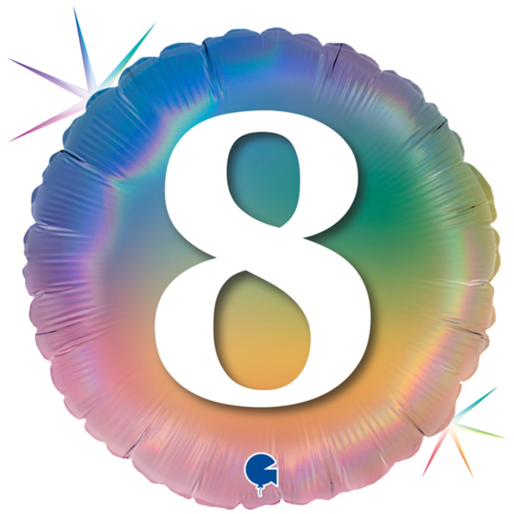 Balon Folie Rotund CIFRA 8 Rainbow 46 cm Grabo