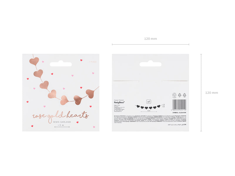 Ghirlanda decorativa - Inimioare Rose Gold 3m