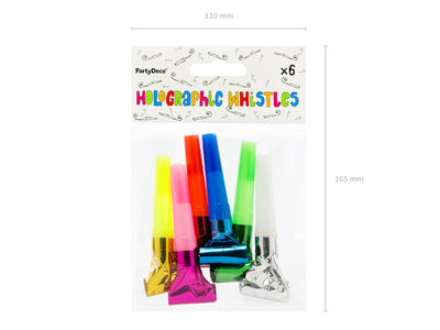 Set of 6 Colorful Party Whistles