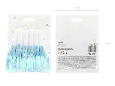 Set 6 Light Blue Party Whistles