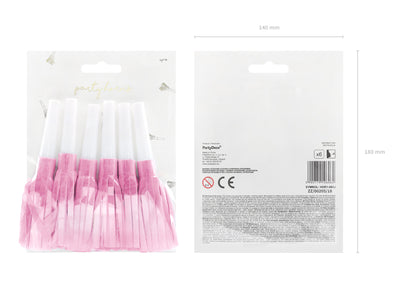 Set of 6 Light Pink Party Whistles