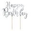 Decoratiune pentru Tort Happy Birthday Argintiu 22.5cm