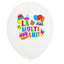 Set of 12 White 30cm Balloons with "Happy Birthday" Print