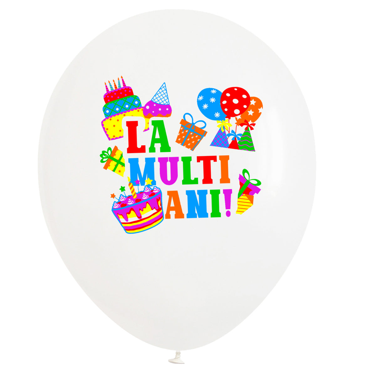 Set of 12 White 30cm Balloons with "Happy Birthday" Print